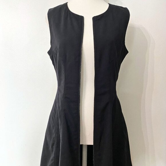 THEORY BLACK SILK BONBI FRONT ZIP SLEEVELESS A-LINE FIT & FLARE DRESS - 8 - Picture 6 of 10